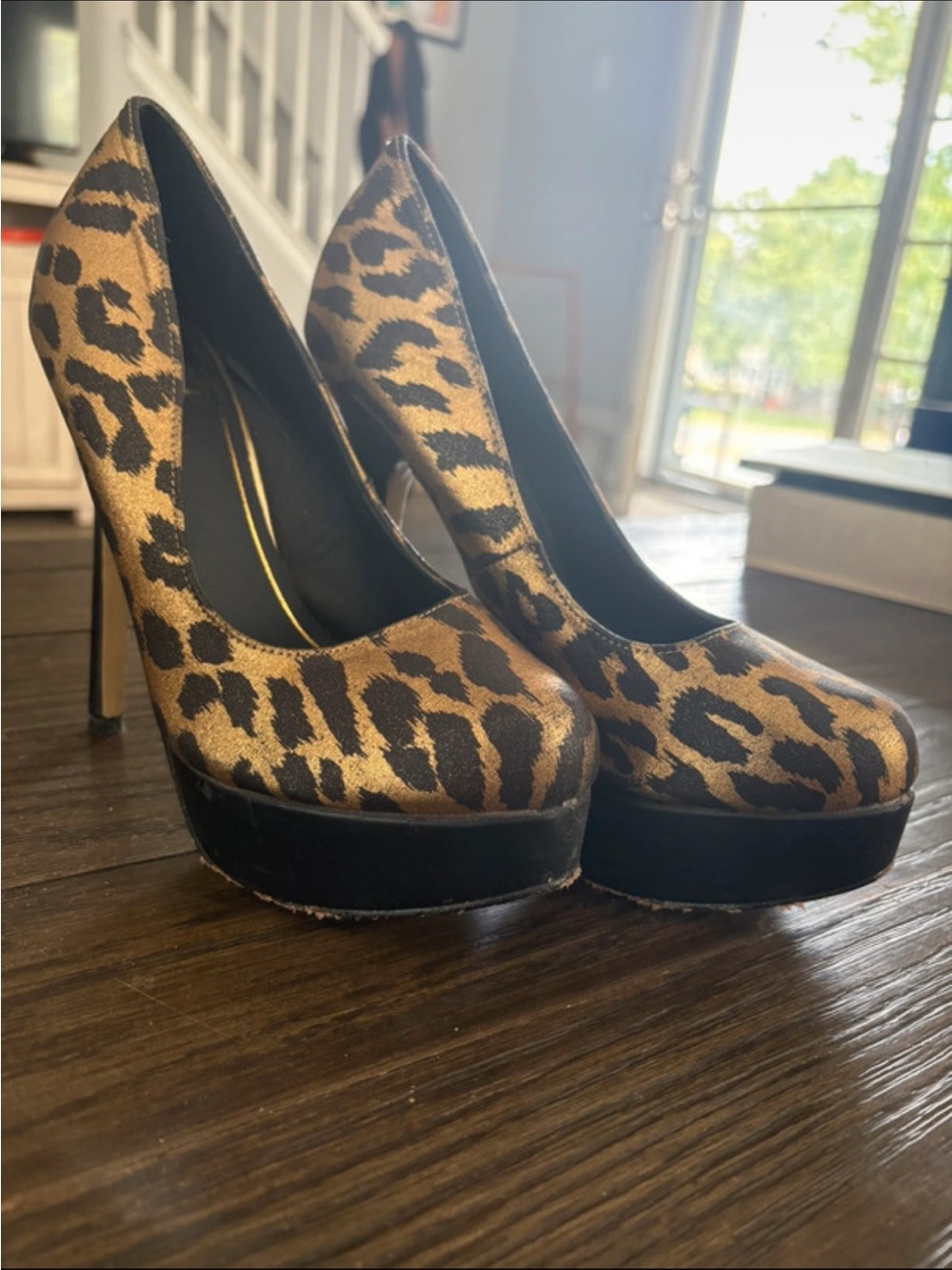 Colin Stuart Leopard Print Platform Heels - Size 7.5